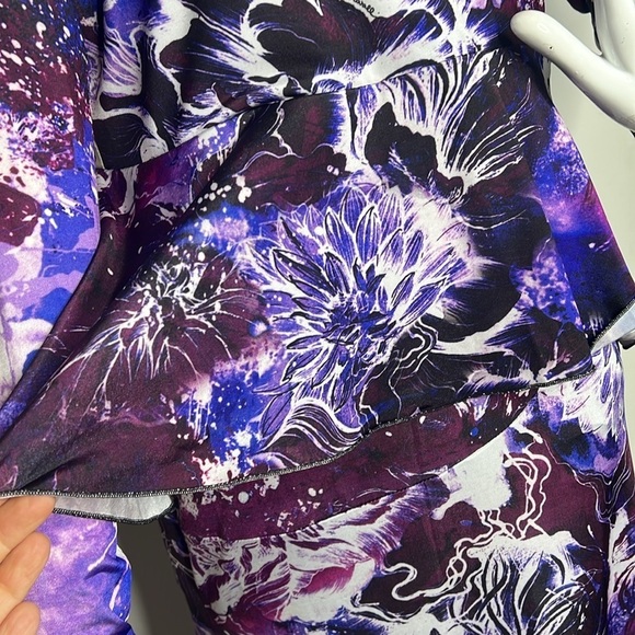 Roberto Cavalli Sz L Midi Peplum Long Sleeve Poly Lycra Dress - Picture 4 of 10